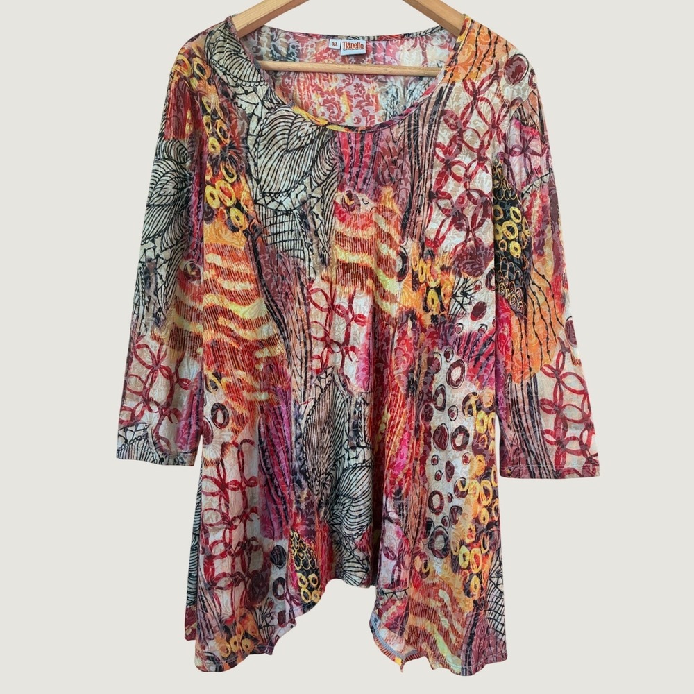 Tianello Steve Barraza Tunic Top XL Multi-Color Artsy Fairycore Y2K Burnout XL